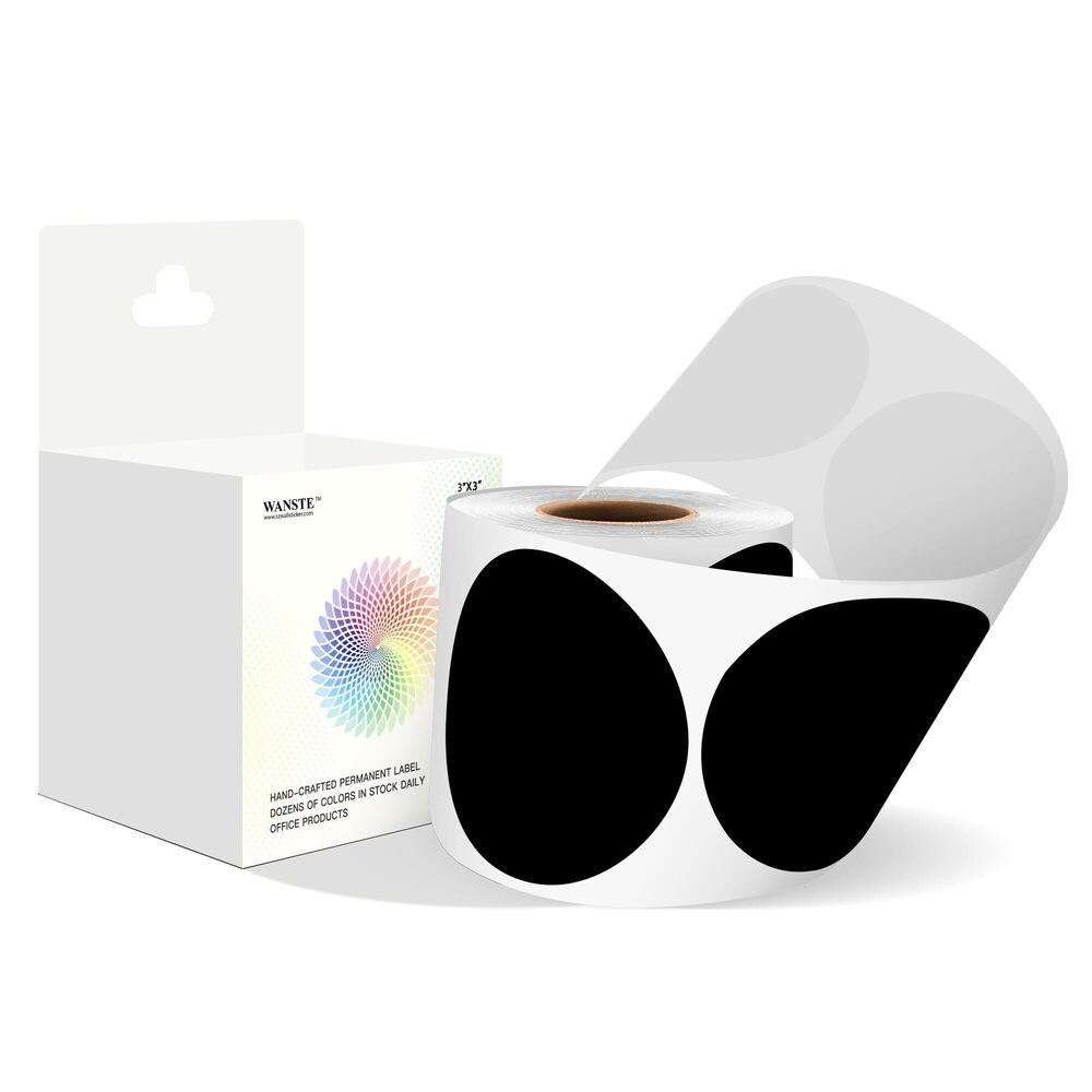 2284 3 Inch Black Color Code Dot Stickers,500 PCS Round Labels Stickers in